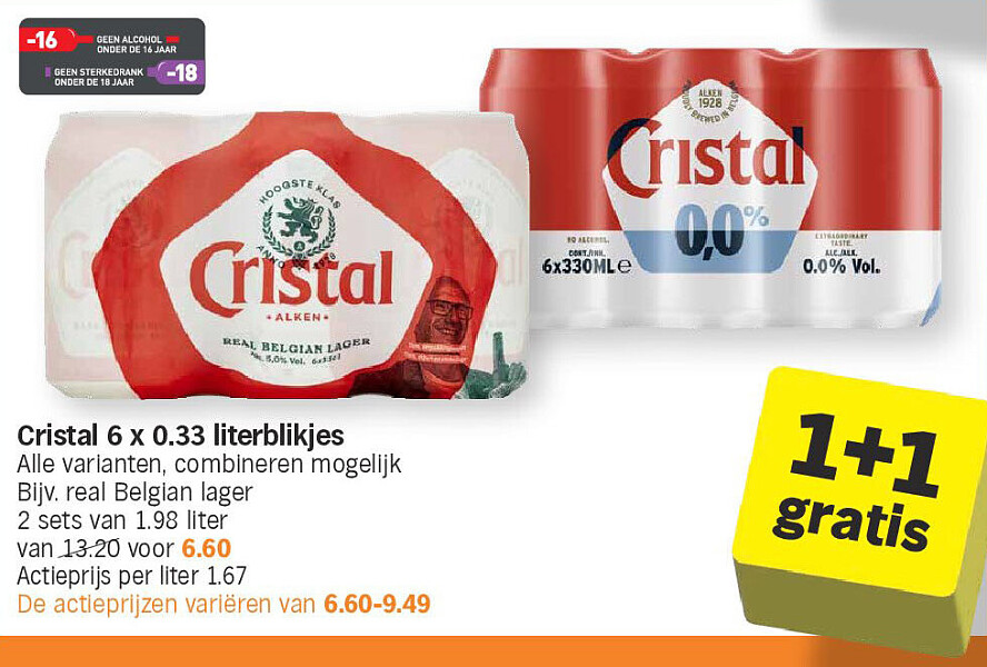 Cristal 6 x 0.33 literblikjes
