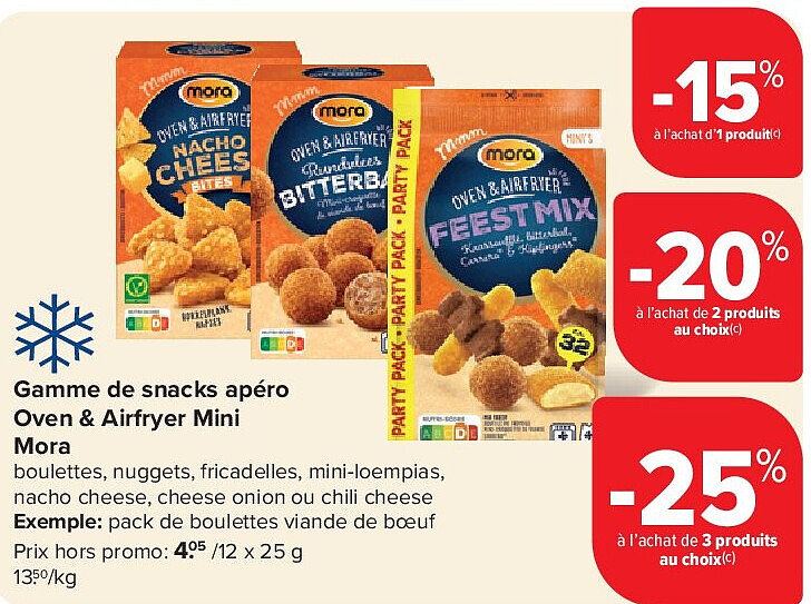 Gamme de snacks apéro Oven & Airfryer Mini Mora 12 x 25 g