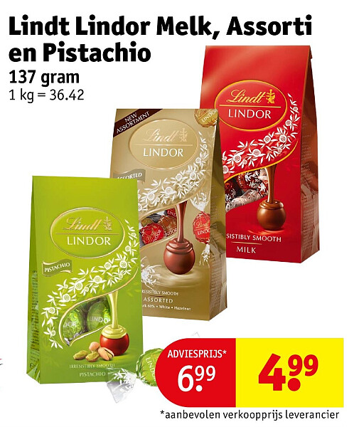 Lindt Lindor Melk, Assorti en Pistachio