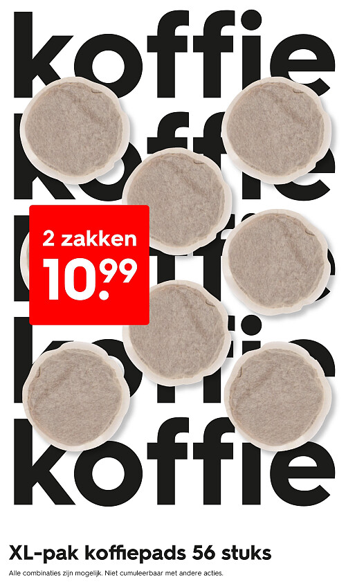 XL-pak koffiepads 56 stuks