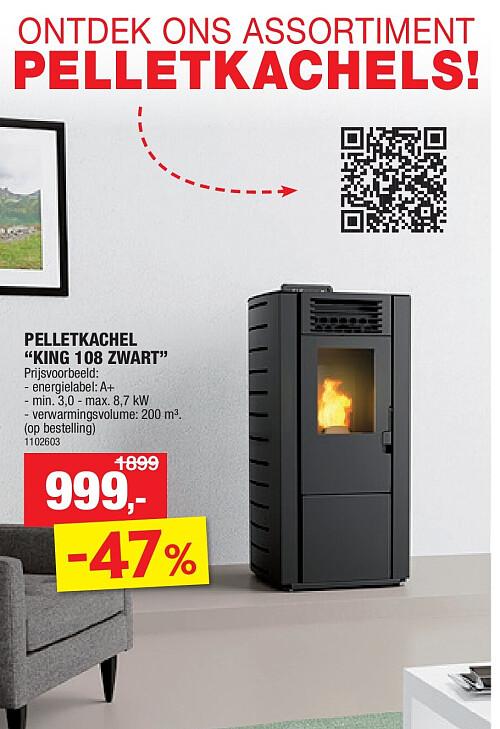 PELLETKACHEL “KING 108 ZWART”