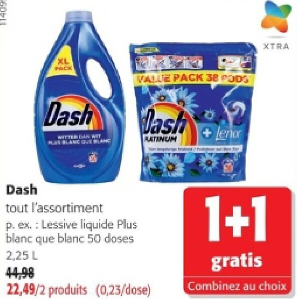 Dash Lessive liquide Plus blanc que blanc 50 doses 2,25 L