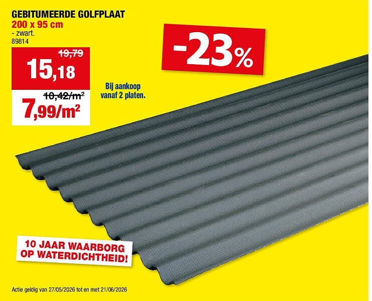 GEBITUMEERDE GOLFPLAAT 200 x 95 cm