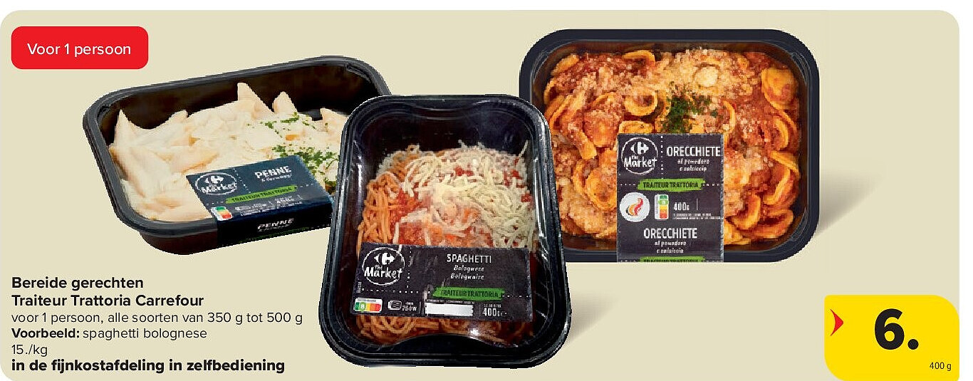 Bereide gerechten Traiteur Trattoria Carrefour