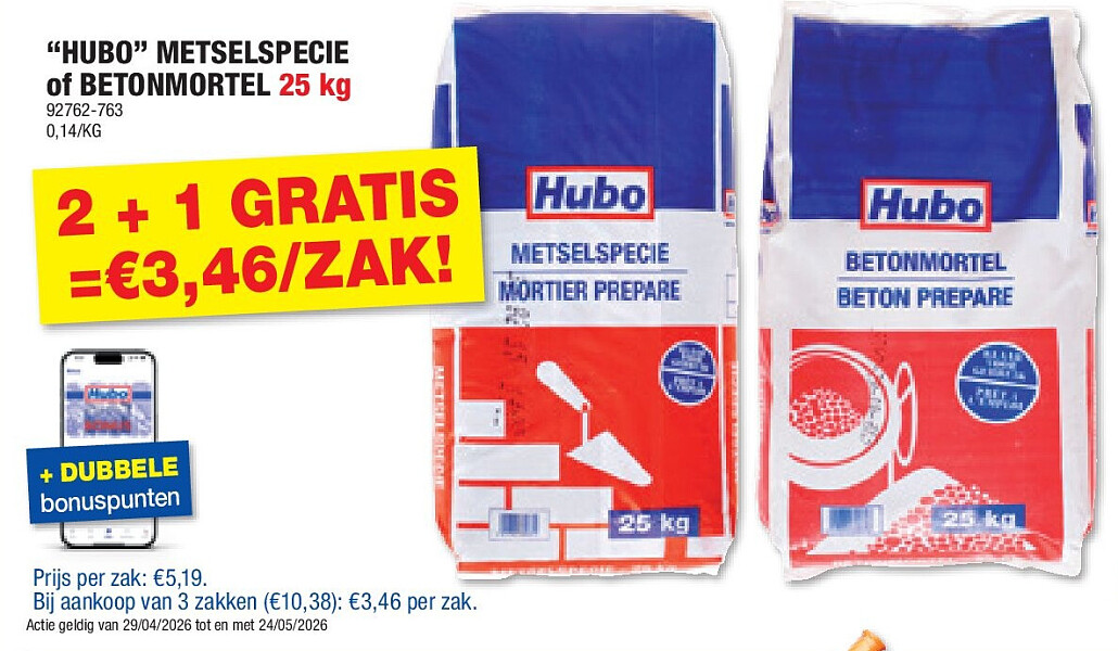 “HUBO” METSELSPECIE of BETONMORTEL 25 kg