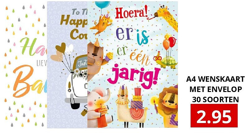 A4 WENSKAART MET ENVELOP 30 SOORTEN