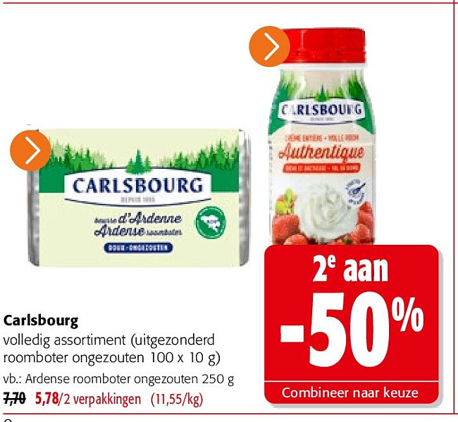 Carlsbourg Ardense roomboter ongezouten 250 g