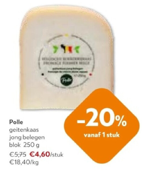 Polle geitenkaas jong belegen blok 250 g