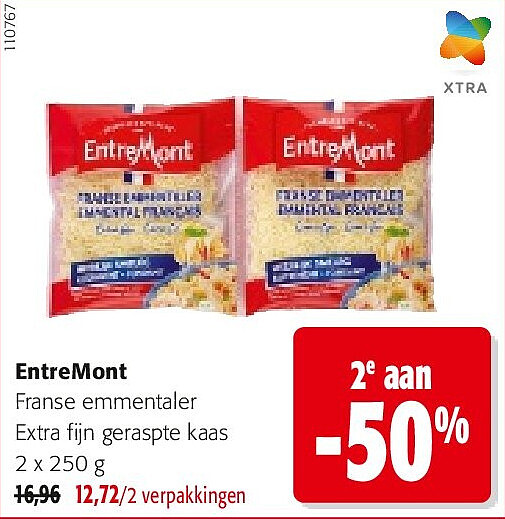 EntreMont Franse emmentaler Extra fijn geraspte kaas 2 x 250 g