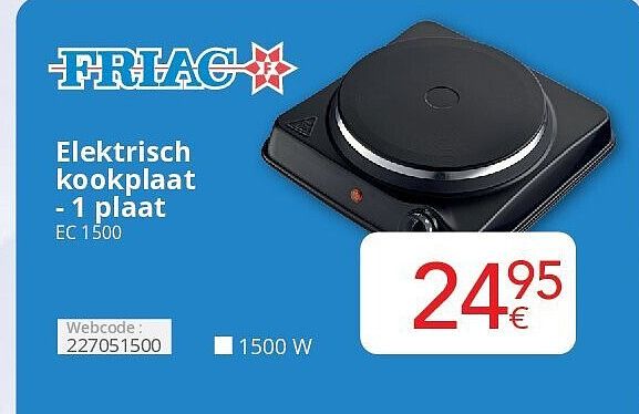 Friac Elektrisch kookplaat - 1 plaat EC 1500