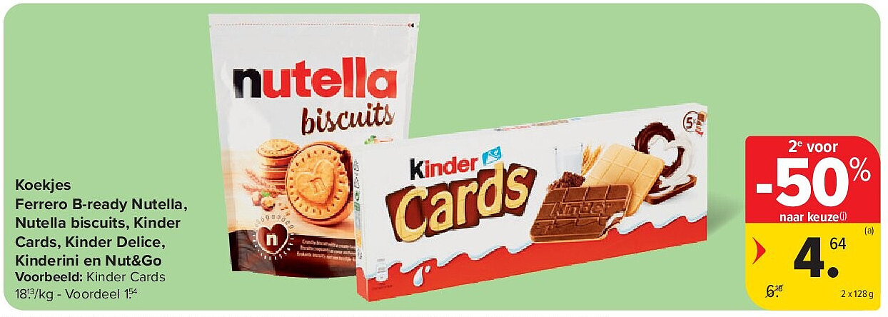 Koekjes Ferrero B-ready Nutella, Nutella biscuits, Kinder Cards, Kinder Delice, Kinderini en Nut&Go