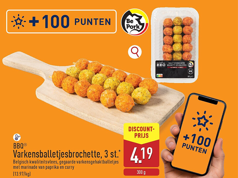 Varkensballetjesbrochette, 3st.
