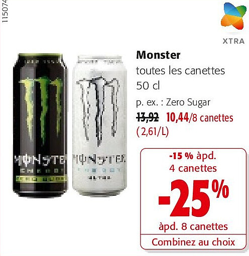 Monster toutes les canettes 50 c