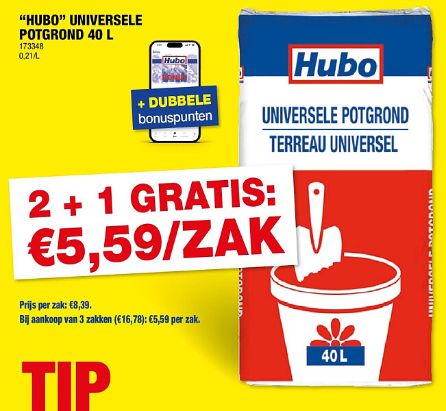 “HUBO” UNIVERSELE POTGROND 40 L