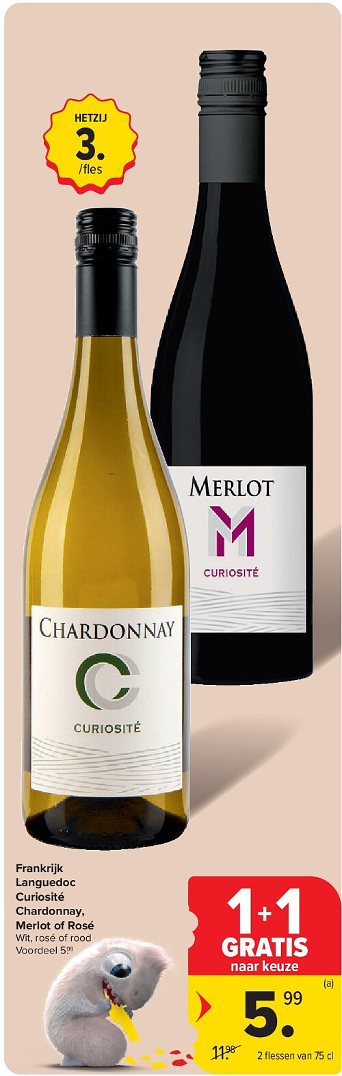 Frankrijk Languedoc Curiosité Chardonnay, Merlot of Rosé