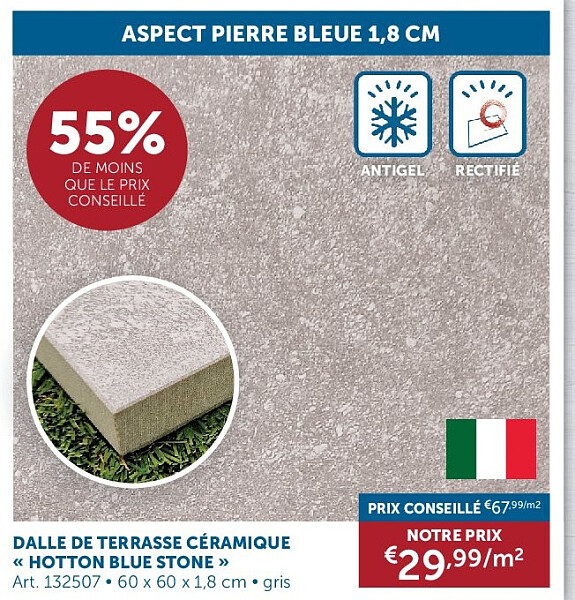 DALLE DE TERRASSE CÉRAMIQUE « HOTTON BLUE STONE »