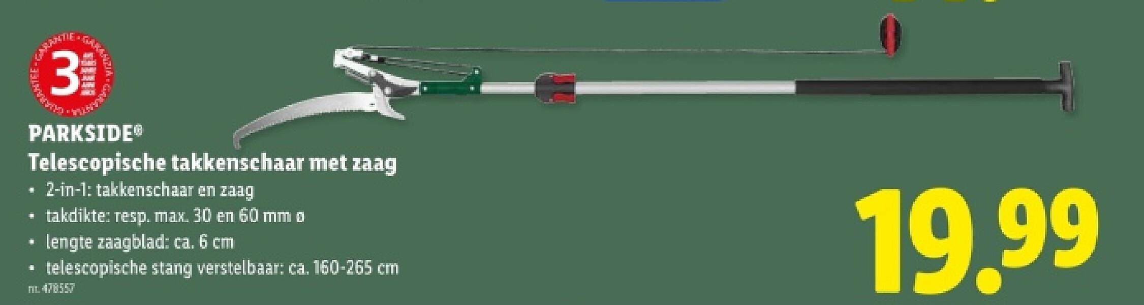 Telescopische takkenschaar met zaag