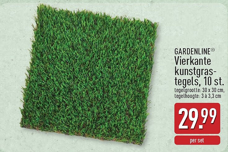 Vierkante kunstgras­ tegels, 10st.