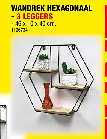 WANDREK HEXAGONAAL - 3 LEGGERS