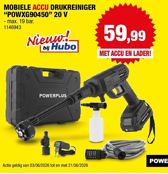 MOBIELE ACCU DRUKREINIGER “POWXG90450” 20 V