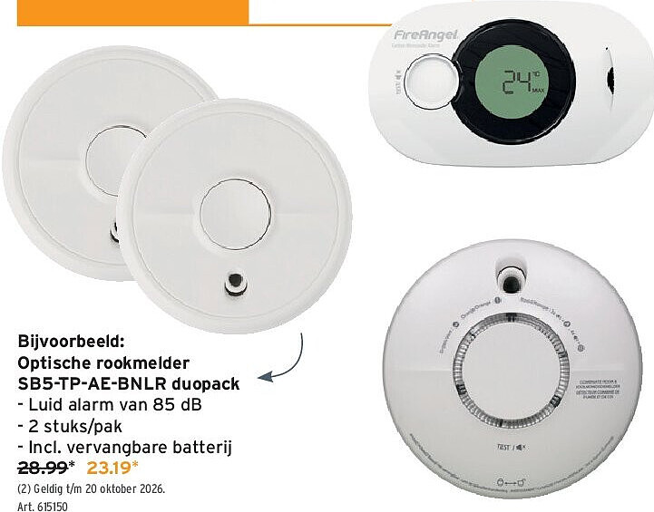 FireAngel optische rookmelder SB5-TP-AE-BNLR duopack