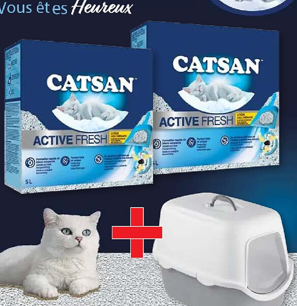 Litière Catsan Active Fresh 5 L avec bac à litière Stefanplast pour chat