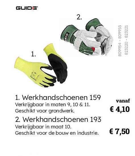 2. Werkhandschoenen 193 Verkrijgbaar in maat 10. Geschikt voor de bouw en industrie.