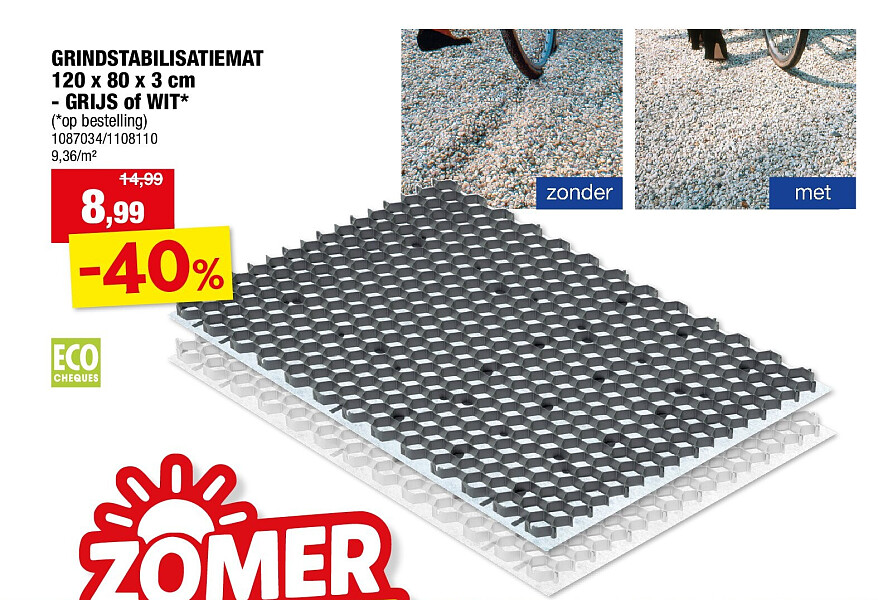GRINDSTABILISATIEMAT 120 x 80 x 3 cm - GRIJS of WIT*