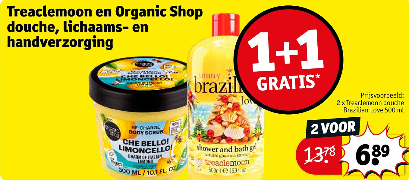 Treaclemoon en Organic Shop douche, lichaams- en handverzorging