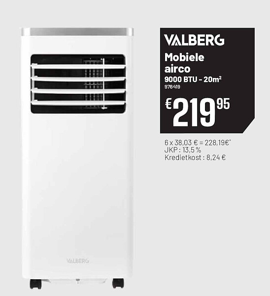 Mobiele airco 9000 BTU - 20m2