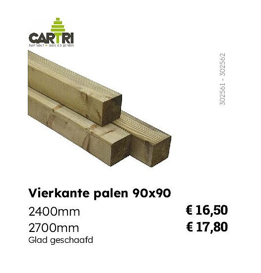 Vierkante palen 90x90 2700mm