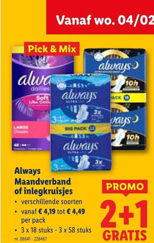 Maandverband of inlegkruisjes