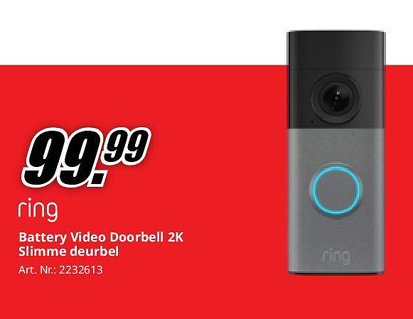 Battery Video Doorbell 2K Slimme deurbel