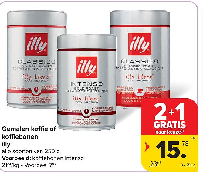 Gemalen koffie of koffiebonen illy