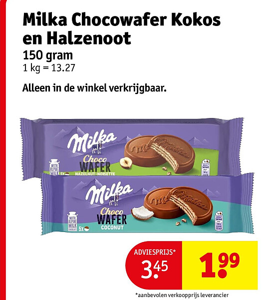 Milka Chocowafer Kokos en Halzenoot