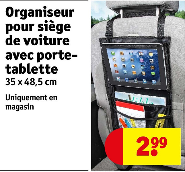 Organiseur pour siège de voiture avec portetablette 35 x 48,5 cm