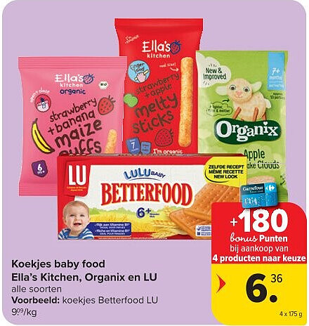 Koekjes baby food Ella’s Kitchen, Organix en LU