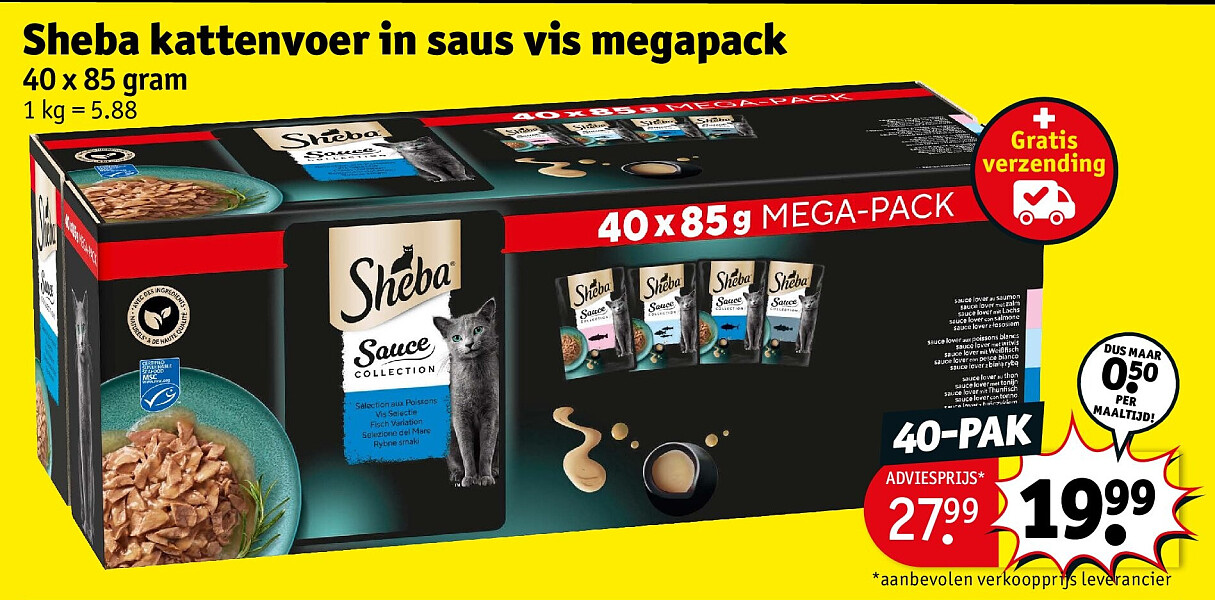 Sheba kattenvoer in saus vis megapack