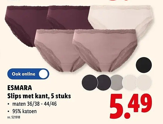 ESMARA Slips met kant, 5 stuks