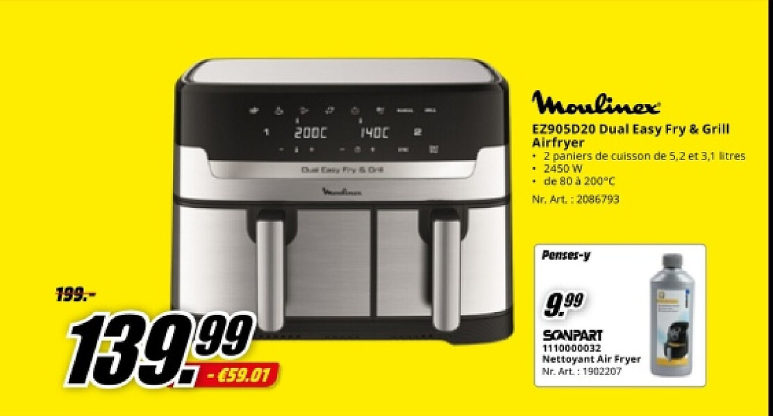 Moulinex EZ905D20 Dual Easy Fry & Grill Airfryer