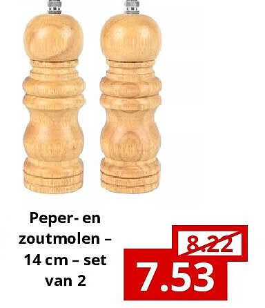 Peper- en zoutmolen – 14 cm – set van 2