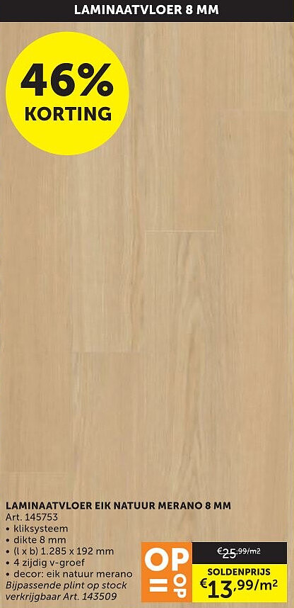 LAMINAATVLOER EIK NATUUR MERANO 8 MM