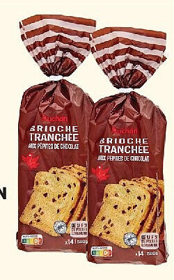 Brioche tranchée pépites chocolat Auchan 500 g