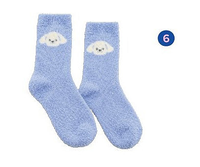 2-pack fluffy sokken roze en blauw hond en kersen
