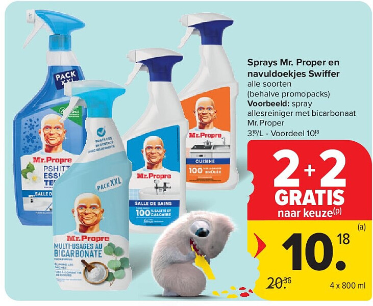 Sprays Mr. Proper en navuldoekjes Swiffer