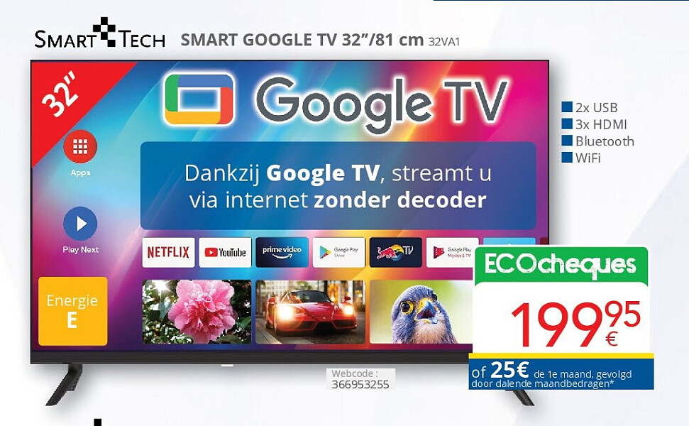 SMART GOOGLE TV 32’’/81 cm 32VA1