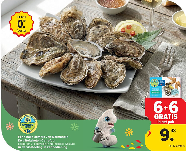 Fijne holle oesters van Normandië Kwaliteitsketen Carrefour