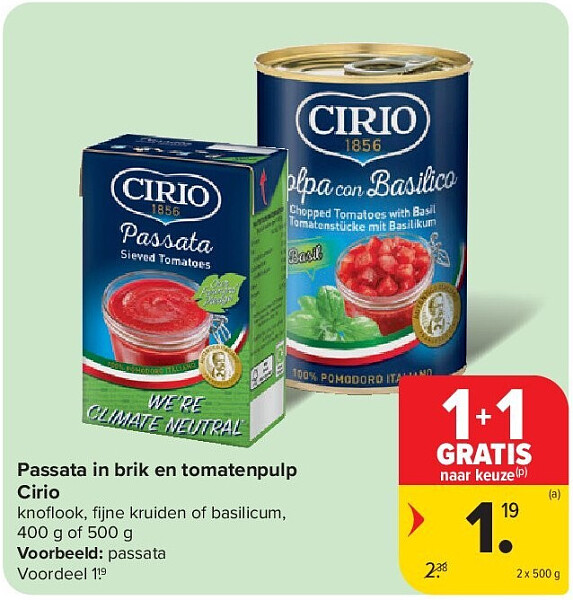 Passata in brik en tomatenpulp Cirio