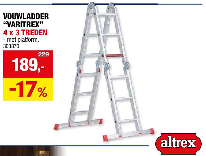 VOUWLADDER “VARITREX” 4 x 3 TREDEN