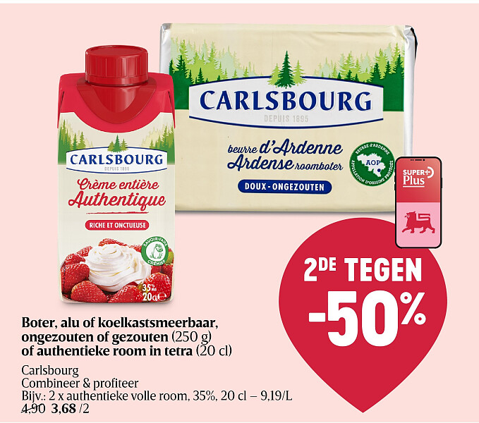 Boter, alu of koelkastsmeerbaar, ongezouten of gezouten (250 g) of authentieke room in tetra (20 cl)